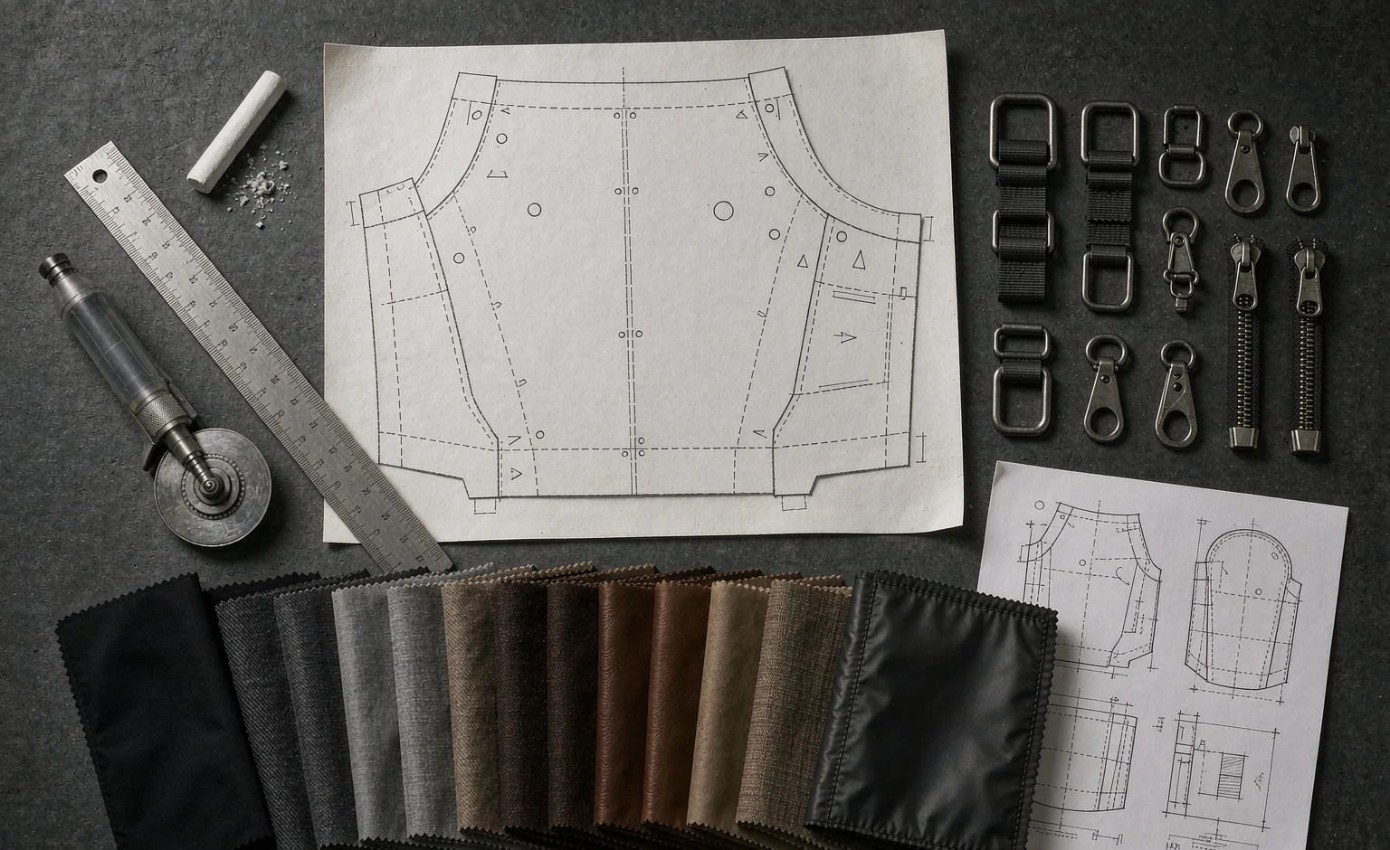 Custom modular backpack programme samples at the development stage