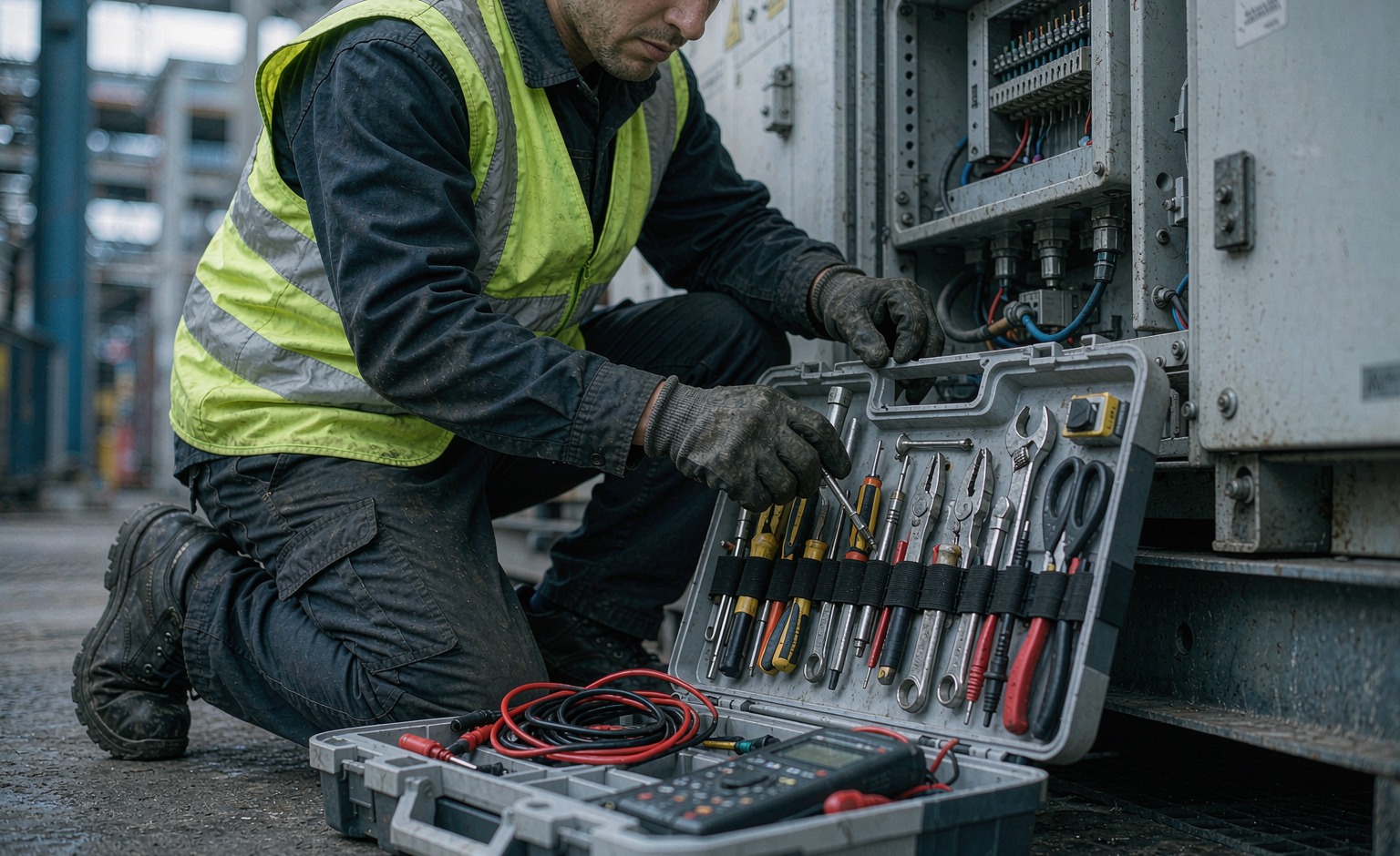 Field service technician with an open modular tool organizer module